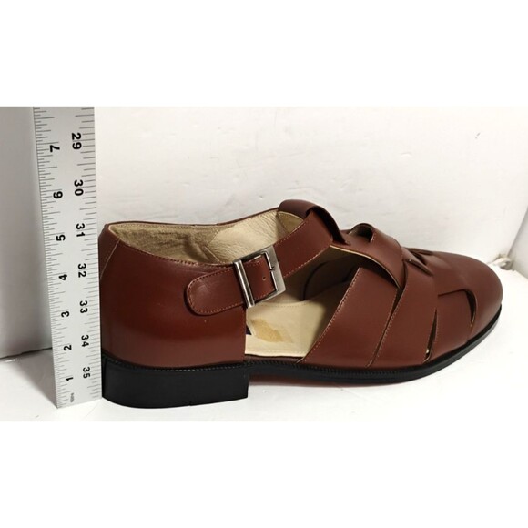 NEW Conti Mens Fisherman Sandals Brown Leather Buckle Dress Shoes Size 16D ($99)
